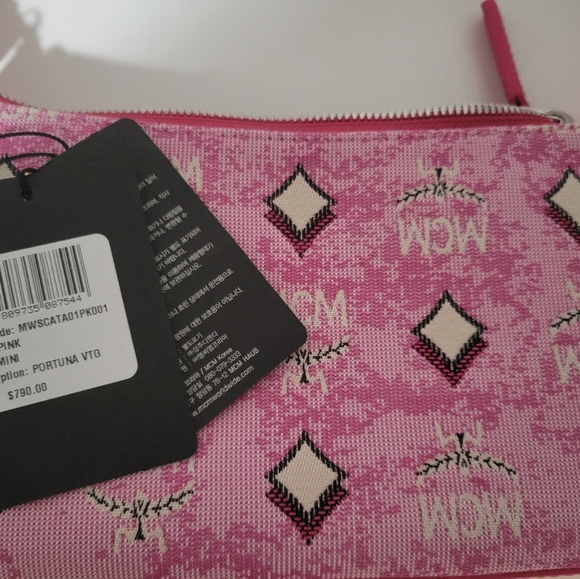 MCM Mini Portuna pink monogram shoulder bag with COA. - Picture 5 of 9